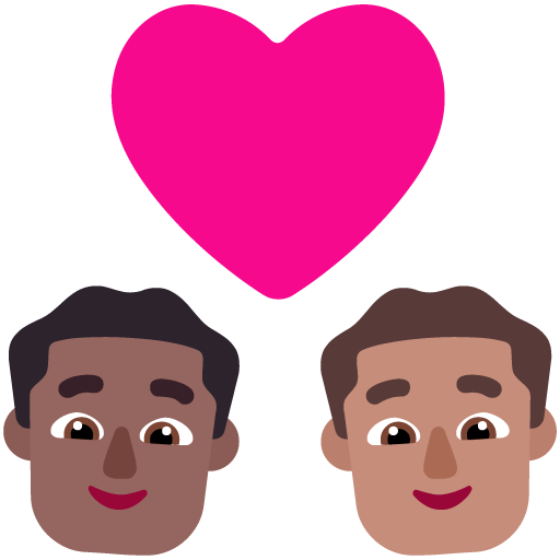 Pasangan dengan hati: Pria, Pria, Warna Kulit Gelap-Sedang, Warna Kulit Sedang