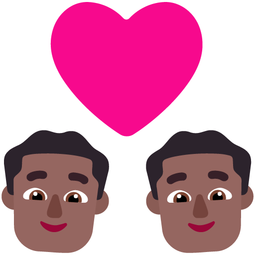 Pasangan dengan hati: Pria, Pria, Warna Kulit Gelap-Sedang
