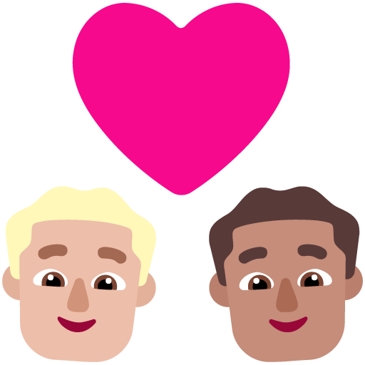 Pasangan dengan hati: Pria, Pria, Warna Kulit Cerah-Sedang, Warna Kulit Sedang