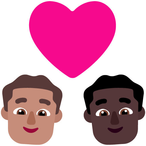 Pasangan dengan hati: Pria, Pria, Warna Kulit Sedang, Warna Kulit Gelap