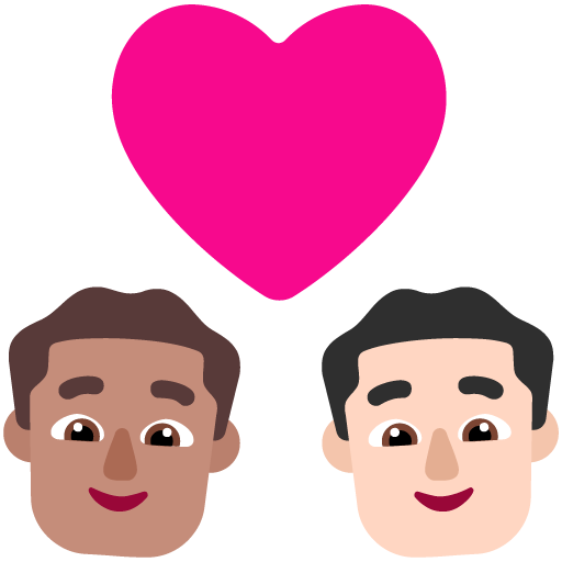 Pasangan dengan hati: Pria, Pria, Warna Kulit Sedang, Warna Kulit Cerah