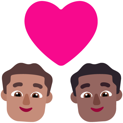 Pasangan dengan hati: Pria, Pria, Warna Kulit Sedang, Warna Kulit Gelap-Sedang