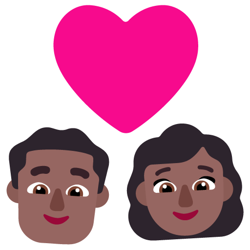 Pasangan dengan hati - Pria: Warna Kulit Gelap-Sedang, Wanita: Warna Kulit Gelap-Sedang