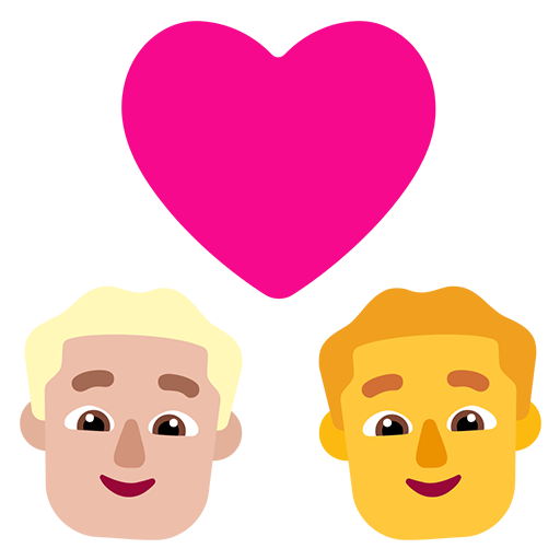 Pasangan dengan hati - Pria: Warna Kulit Cerah-Sedang, Pria: Tanpa Warna Kulit