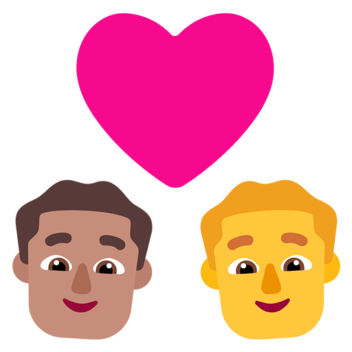 Pasangan dengan hati - Pria: Warna Kulit Sedang, Pria: Tanpa Warna Kulit