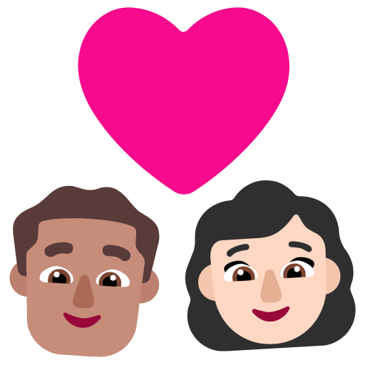 Pasangan dengan hati - Pria: Warna Kulit Sedang, Wanita: Warna Kulit Cerah