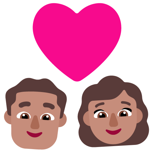 Pasangan dengan hati - Pria: Warna Kulit Sedang, Wanita: Warna Kulit Sedang