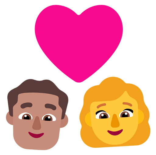 Pasangan dengan hati - Pria: Warna Kulit Sedang, Wanita: Tanpa Warna Kulit