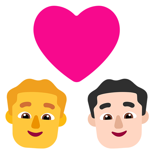 Pasangan dengan hati - Pria: Tanpa Warna Kulit, Pria: Warna Kulit Cerah