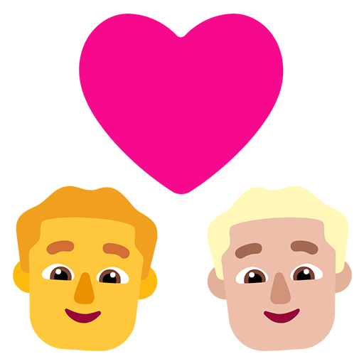 Pasangan dengan hati - Pria: Tanpa Warna Kulit, Pria: Warna Kulit Cerah-Sedang