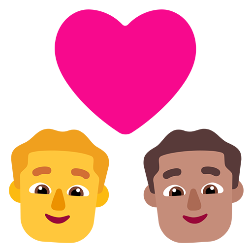 Pasangan dengan hati - Pria: Tanpa Warna Kulit, Pria: Warna Kulit Sedang