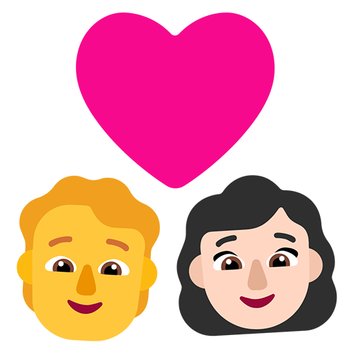Pasangan dengan hati - Pria: Tanpa Warna Kulit, Wanita: Warna Kulit Cerah