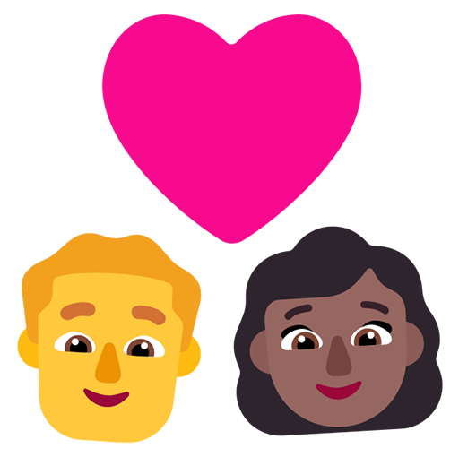 Pasangan dengan hati - Pria: Tanpa Warna Kulit, Wanita: Warna Kulit Gelap-Sedang