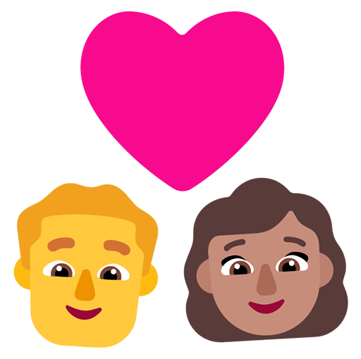 Pasangan dengan hati - Pria: Tanpa Warna Kulit, Wanita: Warna Kulit Sedang