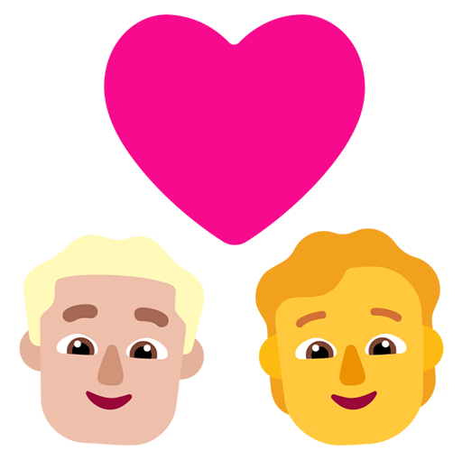 Pasangan dengan hati: Pria, Orang, Warna Kulit Cerah-Sedang, Tanpa Warna Kulit