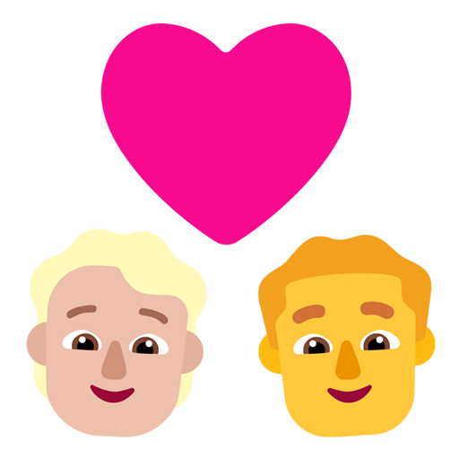 Pasangan dengan hati: Orang, Pria, Warna Kulit Cerah-Sedang, Tanpa Warna Kulit