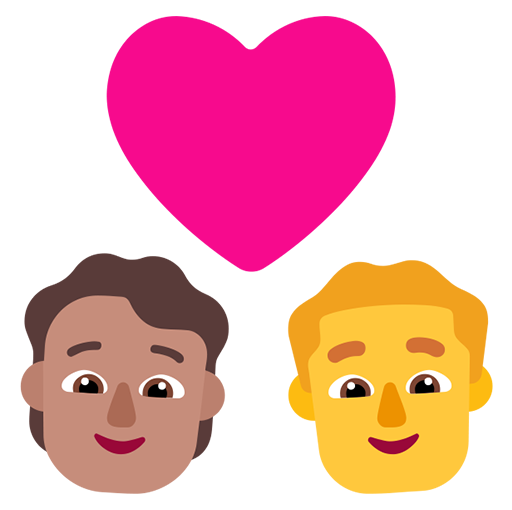 Pasangan dengan hati: Orang, Pria, Warna Kulit Sedang, Tanpa Warna Kulit