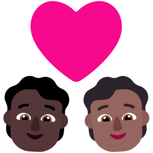 Pasangan dengan hati: Orang, Orang, Warna Kulit Gelap, Warna Kulit Gelap-Sedang