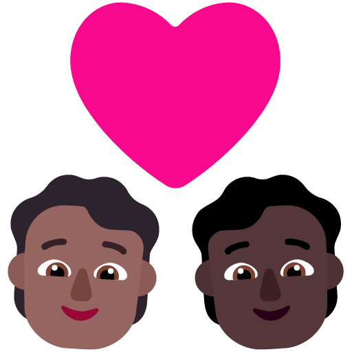 Pasangan dengan hati: Orang, Orang, Warna Kulit Gelap-Sedang, Warna Kulit Gelap