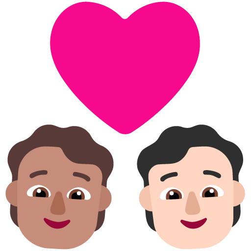 Pasangan dengan hati: Orang, Orang, Warna Kulit Sedang, Warna Kulit Cerah