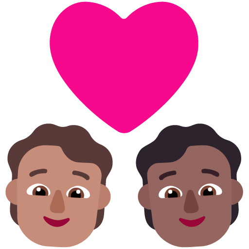 Pasangan dengan hati: Orang, Orang, Warna Kulit Sedang, Warna Kulit Gelap-Sedang