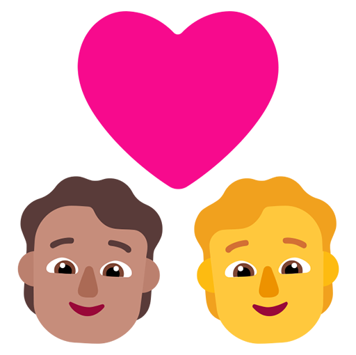 Pasangan dengan hati: Orang, Orang, Warna Kulit Sedang, Tanpa Warna Kulit