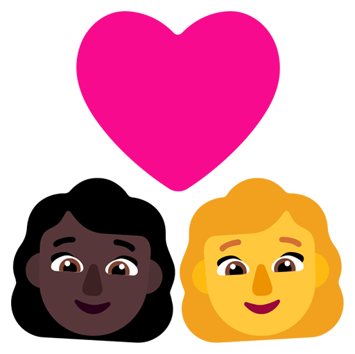 Pasangan dengan hati - Wanita: Warna Kulit Gelap, Wanita: Tanpa Warna Kulit