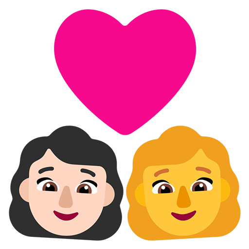 Pasangan dengan hati - Wanita: Warna Kulit Cerah, Wanita: Tanpa Warna Kulit