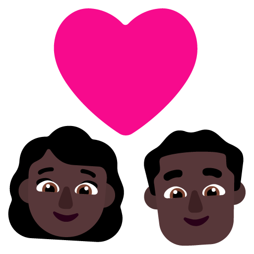 Pasangan dengan hati: Wanita, Pria, Warna Kulit Gelap