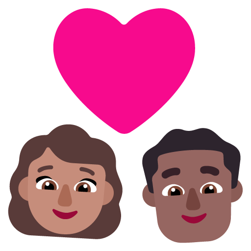 Pasangan dengan hati: Wanita, Pria, Warna Kulit Sedang, Warna Kulit Gelap-Sedang
