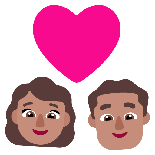 Pasangan dengan hati: Wanita, Pria, Warna Kulit Sedang