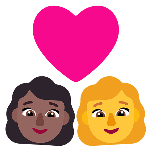Pasangan dengan hati - Wanita: Warna Kulit Gelap-Sedang, Wanita: Tanpa Warna Kulit