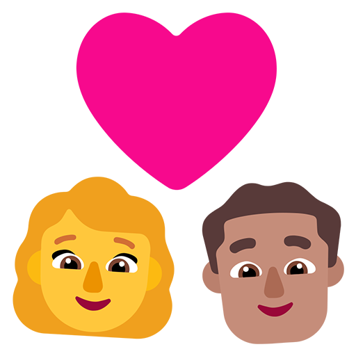 Pasangan dengan hati - Wanita: Tanpa Warna Kulit, Pria: Warna Kulit Sedang