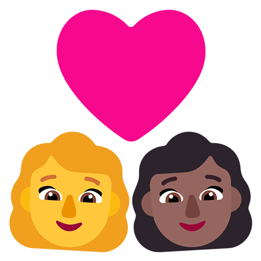 Pasangan dengan hati - Wanita: Tanpa Warna Kulit, Wanita: Warna Kulit Gelap-Sedang