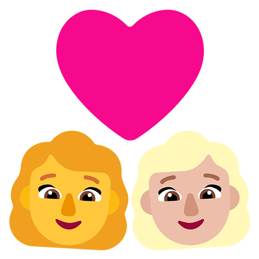 Pasangan dengan hati - Wanita: Tanpa Warna Kulit, Wanita: Warna Kulit Cerah-Sedang
