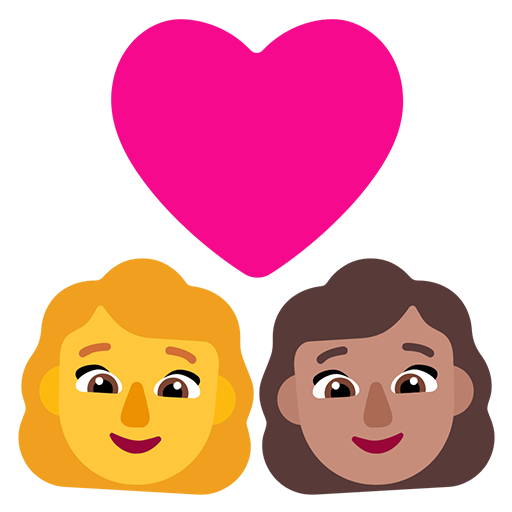 Pasangan dengan hati - Wanita: Tanpa Warna Kulit, Wanita: Warna Kulit Sedang
