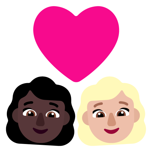Pasangan dengan hati: Wanita, Wanita, Warna Kulit Gelap, Warna Kulit Cerah-Sedang