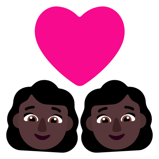 Pasangan dengan hati: Wanita, Wanita, Warna Kulit Gelap