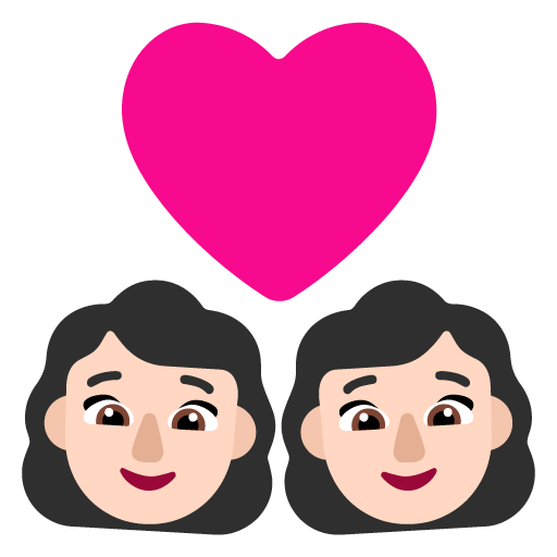 Pasangan dengan hati: Wanita, Wanita, Warna Kulit Cerah