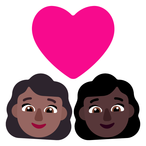 Pasangan dengan hati: Wanita, Wanita, Warna Kulit Gelap-Sedang, Warna Kulit Gelap