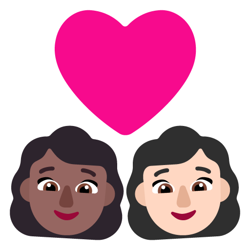 Pasangan dengan hati: Wanita, Wanita, Warna Kulit Gelap-Sedang, Warna Kulit Cerah