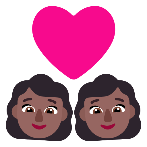 Pasangan dengan hati: Wanita, Wanita, Warna Kulit Gelap-Sedang