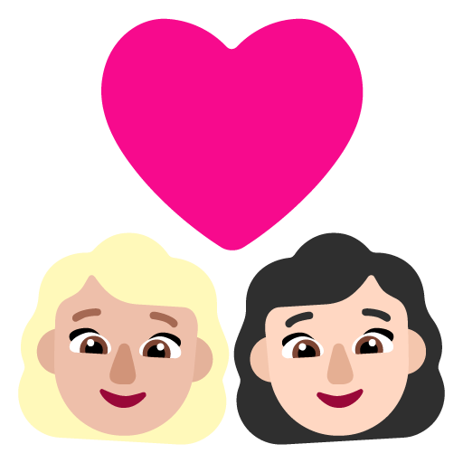 Pasangan dengan hati: Wanita, Wanita, Warna Kulit Cerah-Sedang, Warna Kulit Cerah
