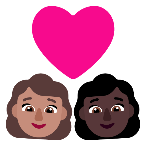 Pasangan dengan hati: Wanita, Wanita, Warna Kulit Sedang, Warna Kulit Gelap
