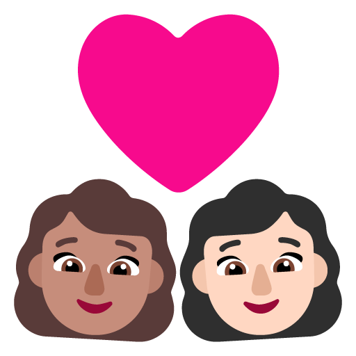 Pasangan dengan hati: Wanita, Wanita, Warna Kulit Sedang, Warna Kulit Cerah