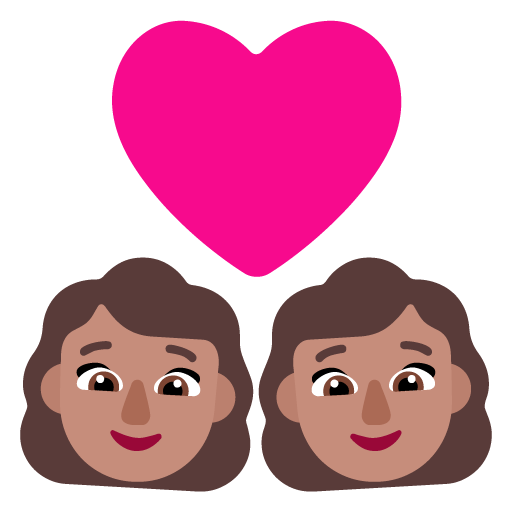 Pasangan dengan hati: Wanita, Wanita, Warna Kulit Sedang