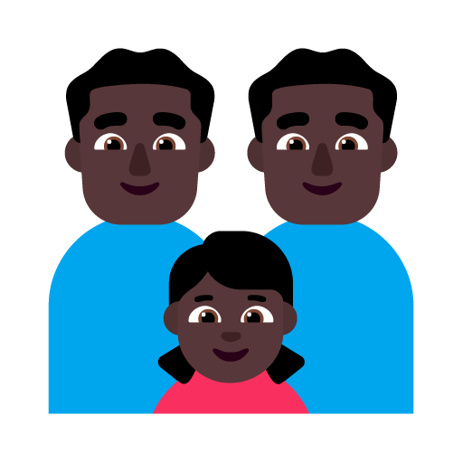 Familia - Hombre: Tono de Piel Oscuro, Hombre: Tono de Piel Oscuro, Niña: Tono de Piel Oscuro