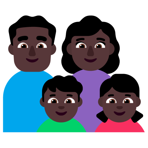 Familia - Hombre: Tono de Piel Oscuro, Mujer: Tono de Piel Oscuro, Niño: Tono de Piel Oscuro, Niña: Tono de Piel Oscuro