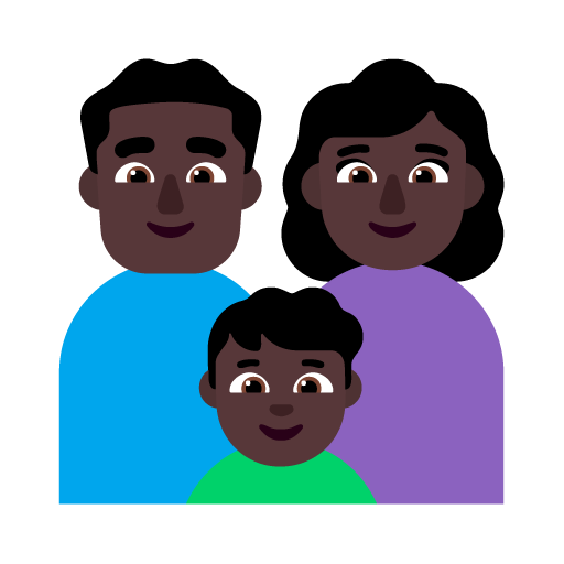 Familia - Hombre: Tono de Piel Oscuro, Mujer: Tono de Piel Oscuro, Niño: Tono de Piel Oscuro