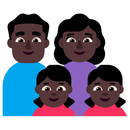 Familia - Hombre: Tono de Piel Oscuro, Mujer: Tono de Piel Oscuro, Niña: Tono de Piel Oscuro, Niña: Tono de Piel Oscuro
